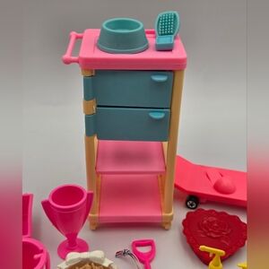 Barbie Pet Shop Cart, 1996 Ginger Skateboard And Many Other Barbie Accessories